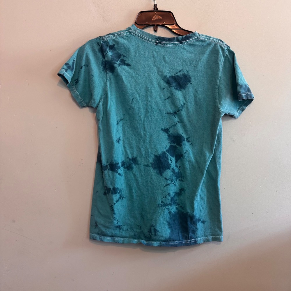Hollister Good Vibes Melting Smiley Face Tie Dye Graphic Tee Teal Pink Small - Picture 2 of 4